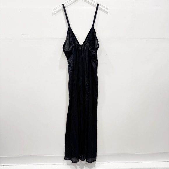 Vintage Handmade Sheer Full Length Nighty Sleep Dress Lingerie XL Black Strappy - Picture 2 of 5